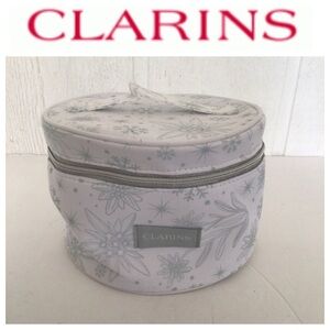 CLARINS ROUND ZIPPERED MAKEUP BAG NWT